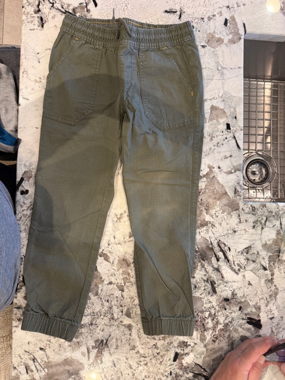 Kids Elastic Waist Cargo Jogger Pants - Olive Green